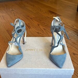 Jimmy Choo Blue Suede Strappy Heels